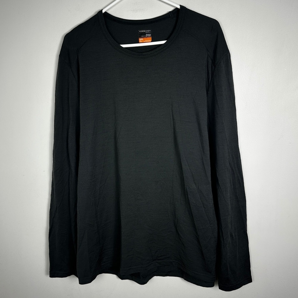 Icebreaker Merino BodyFit‎ Long Sleeve Grey Shirt Mens Sz XXL Crew Neck Layering